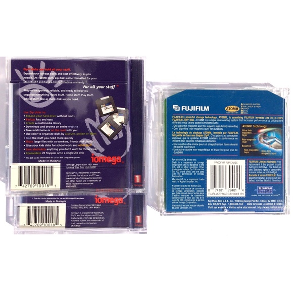 lot of 3 Zip Disks 100MB Mac Formatted iomega Fujifilm - Picture 2 of 2
